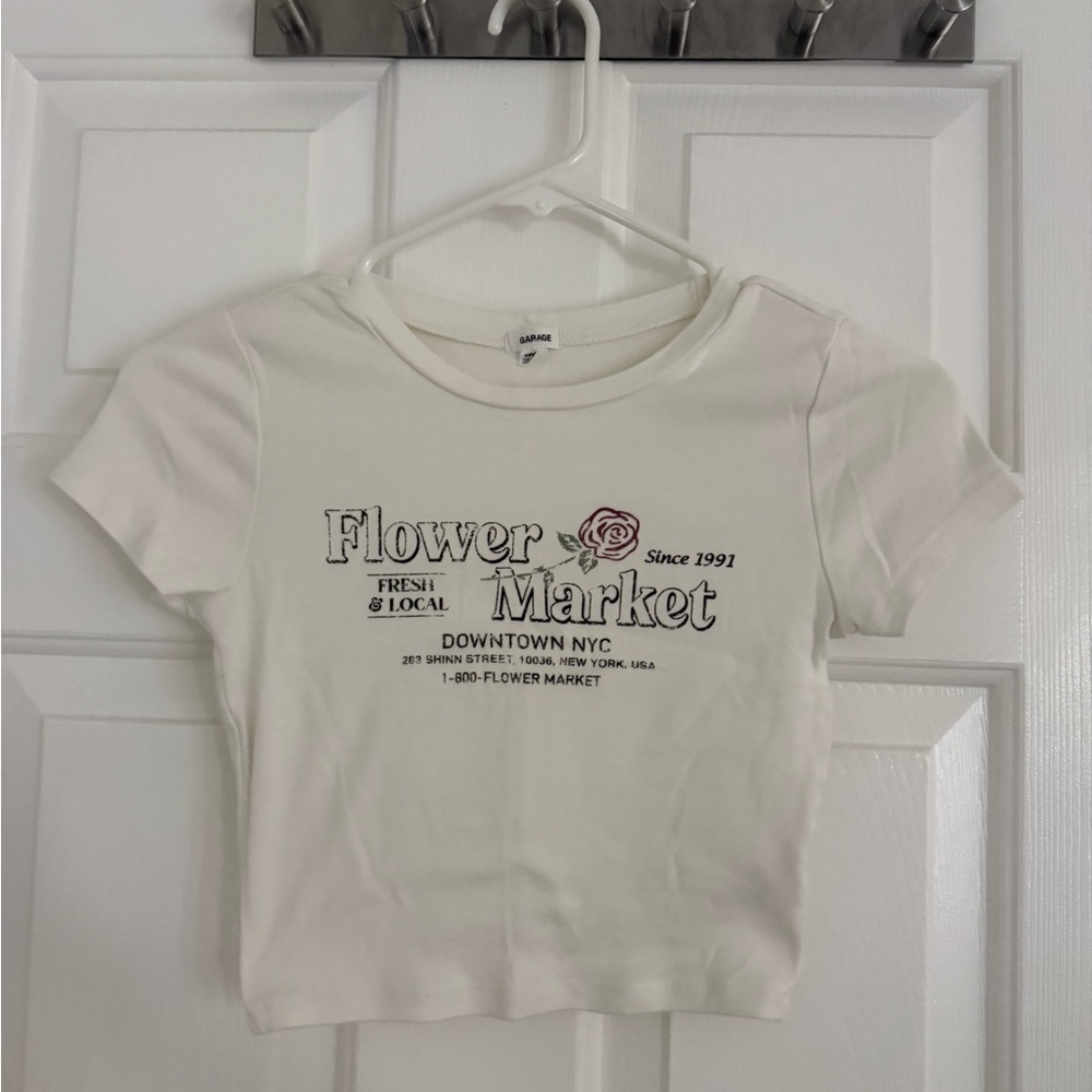 Garage Graphic White Crop Tee